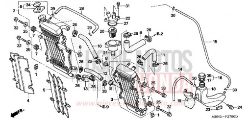 RADIATOR/THERMOSTAT XR650R5 de 2005