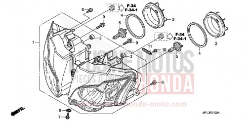 HEADLIGHT CBR1000RRA de 2010