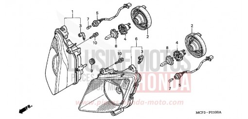 HEADLIGHT VTR1000SP1 de 2001