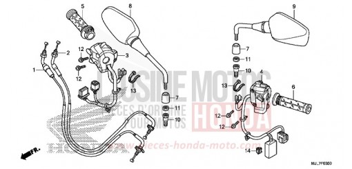 INTERRUTTORE/CAVO/RETROVISORE NC750DE di 2014