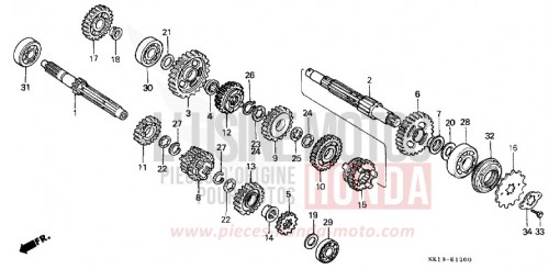 TRANSMISSION XR250RE de 1984