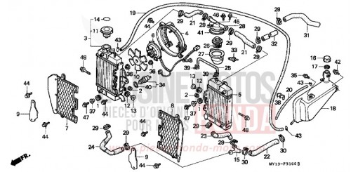 RADIATOR/SHROUD XRV750Y de 2000