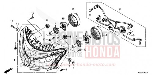 HEADLIGHT CBR250RG de 2016
