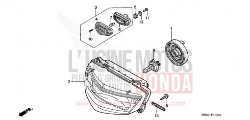 HEADLIGHT VTR1000F1 de 2001