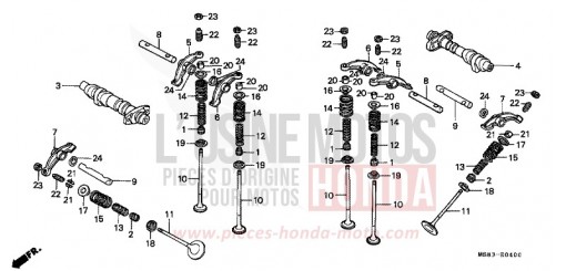 CAMSHAFT/VALVE XRV650J de 1988