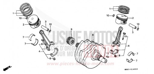 CRANKSHAFT/PISTON XRV650J de 1988
