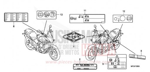 WARNETIKETT CB600FC de 2012