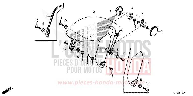 PARAFANGO ANTERIORE per CB1000R CANDY CHROMOSPHERE RED (R381) del 2019