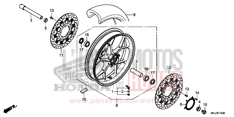 FRONT WHEEL for CB1000R CANDY CHROMOSPHERE RED (R381) from 2019
