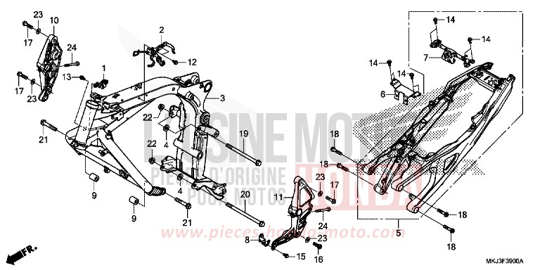 FRAME BODY for CB1000R GRAPHITE BLACK (NHB01) from 2019