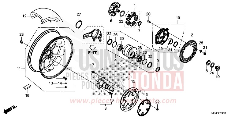 REAR WHEEL for CB1000R MAT PEARL GLARE WHITE (NHB54) from 2020