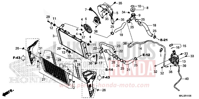 RADIATOR for CB1000R MAT PEARL GLARE WHITE (NHB54) from 2020