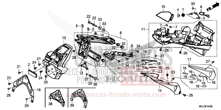 REAR FENDER for CB1000R CANDY CHROMOSPHERE RED (R381) from 2020