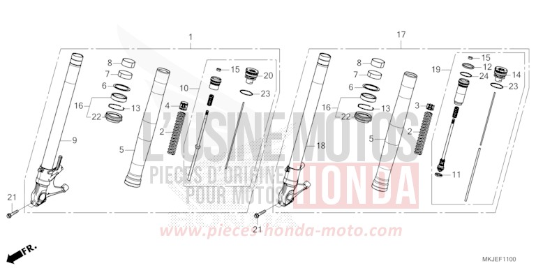 FRONT FORK for CB1000R CANDY CHROMOSPHERE RED (R381) from 2021