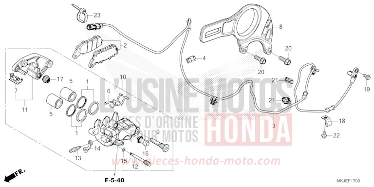 REAR BRAKE CALIPER for CB1000R CANDY CHROMOSPHERE RED (R381) from 2021