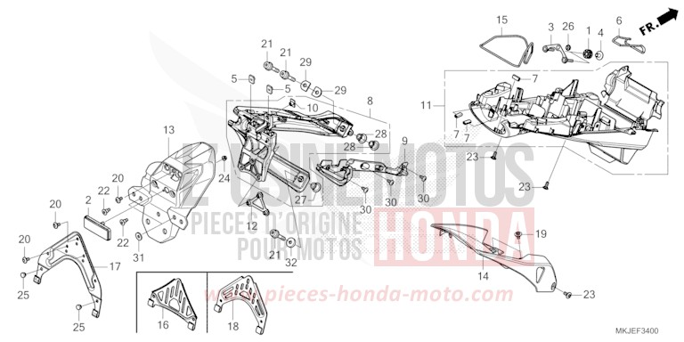 REAR FENDER for CB1000R MAT BALLISTIC BLACK METALLIC (NHA86) from 2021