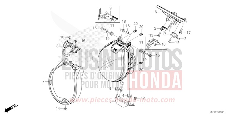 HEADLIGHT for CB1000R MAT BETA SILVER METALLIC (NHC08) from 2021