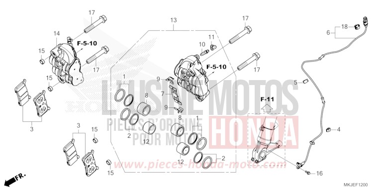 FRONT BRAKE CALIPER for CB1000R MAT BETA SILVER METALLIC (NHC08) from 2021