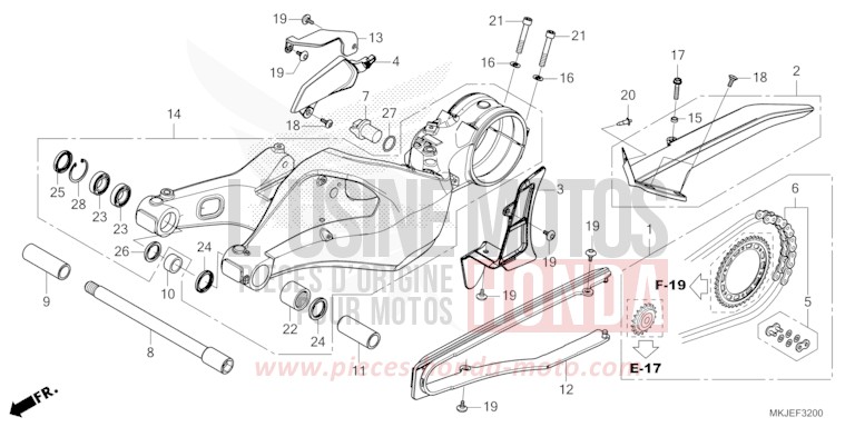 SWINGARM for CB1000R MAT BETA SILVER METALLIC (NHC08) from 2021