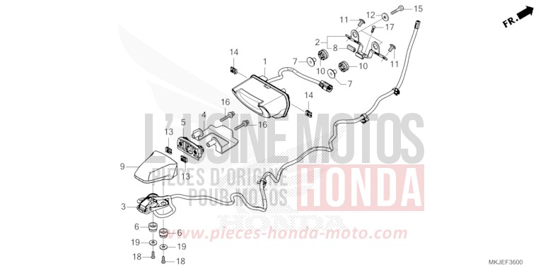 TAILLIGHT/LICENSE LIGHT for CB1000R MAT BETA SILVER METALLIC (NHC08) from 2021