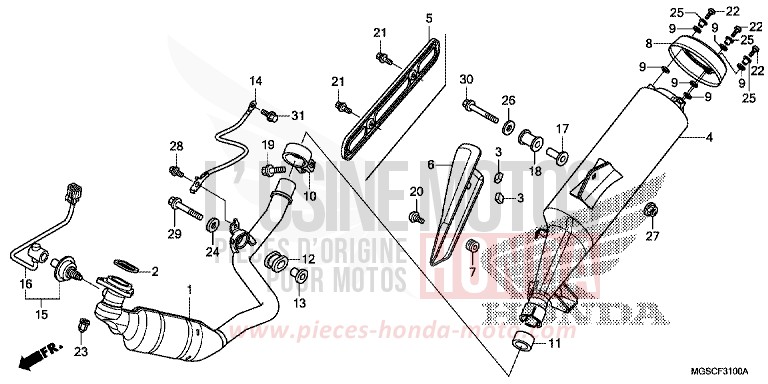 EXHAUST MUFFLER for INTEGRA MAT GUNPOWDER BLACK METALLIC (NH436) from 2013