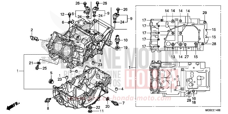 CRANKCASE for NC700S PEARL SUNBEAM WHITE (NHA66) from 2013