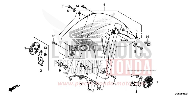 FRONT FENDER for NC700S PEARL SUNBEAM WHITE (NHA66) from 2013