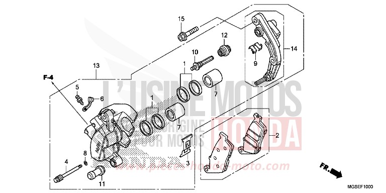 FRONT BRAKE CALIPER (NC700S) for NC700S SEAL SILVER METALLIC (NHA14) from 2013