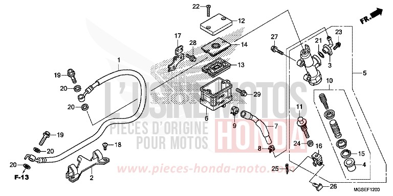 REAR BRAKE MASTER CYLINDER (NC700S) for NC700S SEAL SILVER METALLIC (NHA14) from 2013