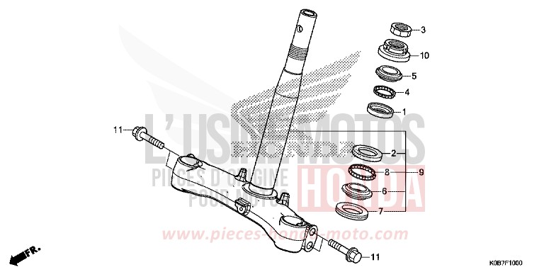 STEERING STEM for NSS300A MAT CYNOS GRAY METALLIC (NH312) from 2019