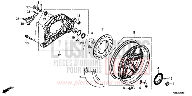 REAR WHEEL/SWINGARM for NSS300A MAT CYNOS GRAY METALLIC (NH312) from 2019
