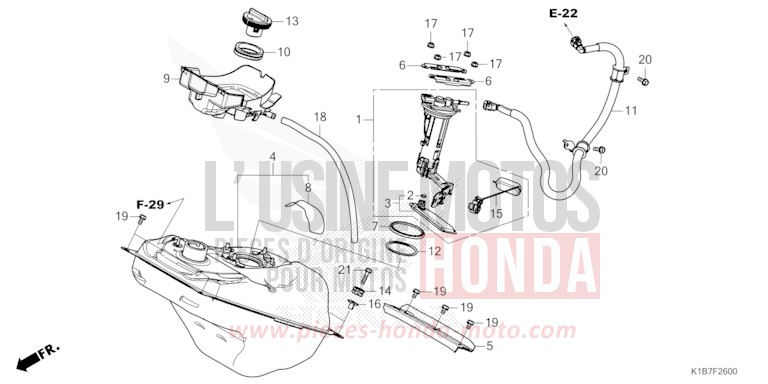 FUEL TANK for NSS350A MAT CARNELIAN RED METALLIC (R384) from 2022