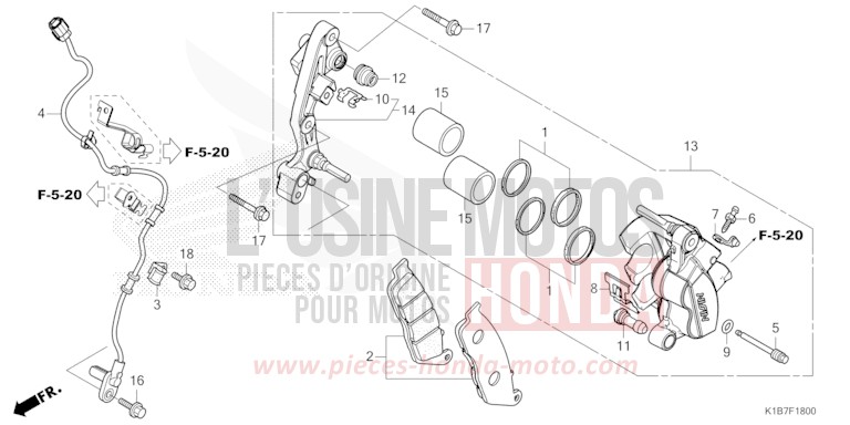 FRONT BRAKE CALIPER for NSS350A MAT CYNOS GRAY METALLIC (NH312) from 2022