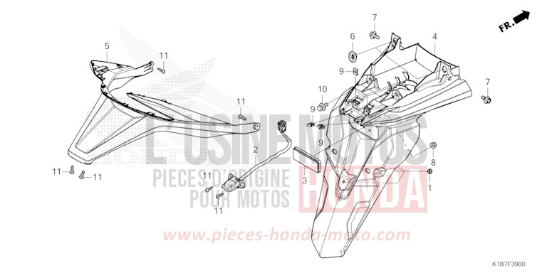 REAR FENDER for NSS350A MAT CYNOS GRAY METALLIC (NH312) from 2022