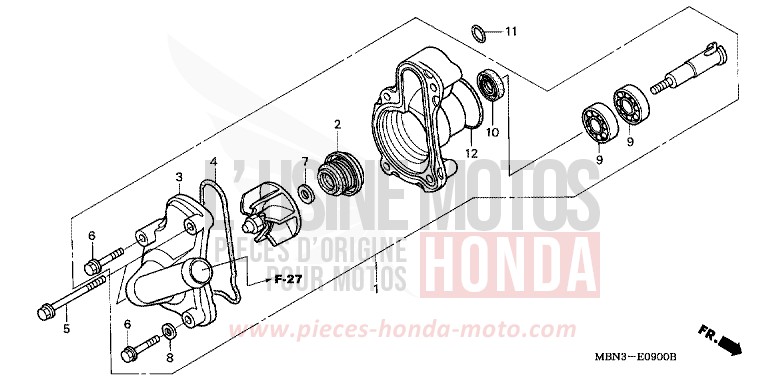 WATER PUMP for XR650R FIGHTING RED (R134) from 2001