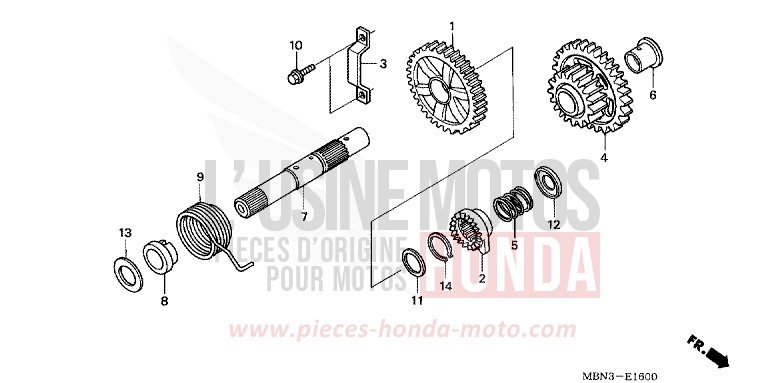KICK STARTER SPINDLE for XR650R FIGHTING RED (R134) from 2001