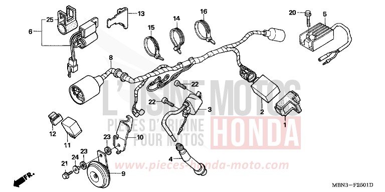 WIRE HARNESS (DK/ED/U) for XR650R FIGHTING RED (R134) from 2001