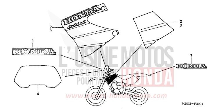 STRIPE (XR650R1) for XR650R FIGHTING RED (R134) from 2001