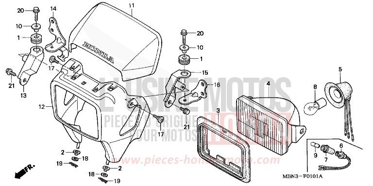 HEADLIGHT (DK/ED/U) for XR650R FIGHTING RED (R134) from 2002