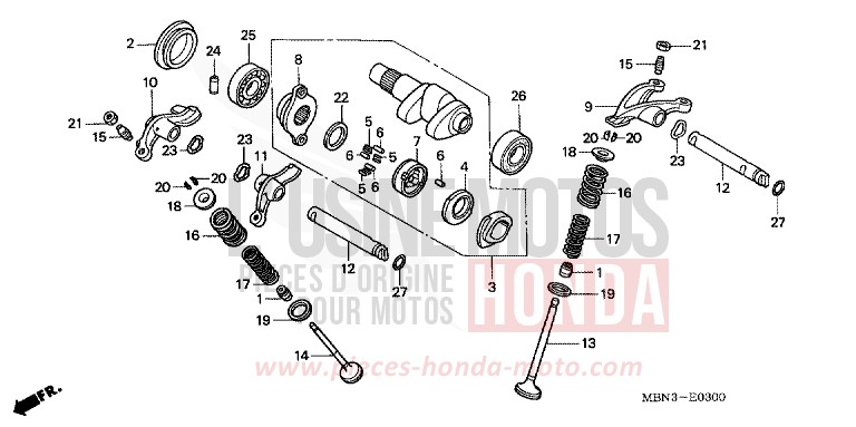 CAMSHAFT/VALVE for XR650R FIGHTING RED (R134) from 2003
