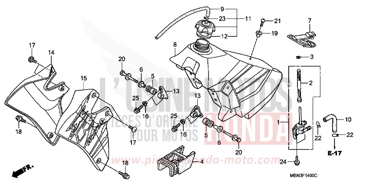 FUEL TANK for XR650R FIGHTING RED (R134) from 2003