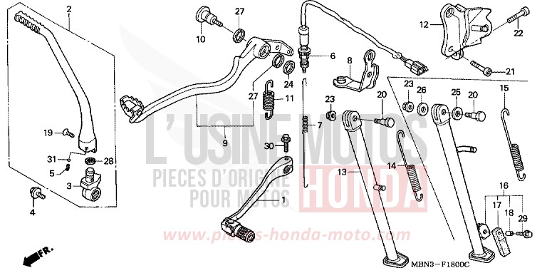 PEDAL/STAND for XR650R FIGHTING RED (R134) from 2003