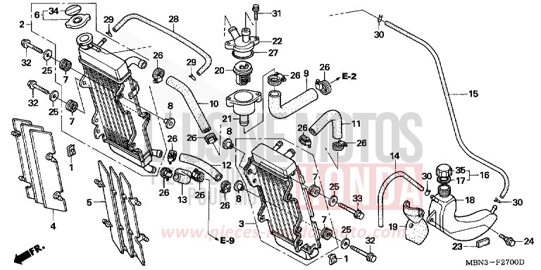 RADIATOR/THERMOSTAT for XR650R FIGHTING RED (R134) from 2003