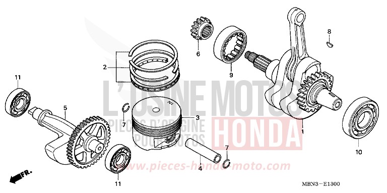 CRANKSHAFT/PISTON for XR650R FIGHTING RED (R134) from 2004