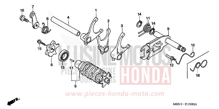 GEAR SHIFT DRUM/ GEAR SHIFT FORK for XR650R FIGHTING RED (R134) from 2004