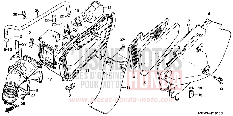 AIR CLEANER for XR650R FIGHTING RED (R134) from 2004