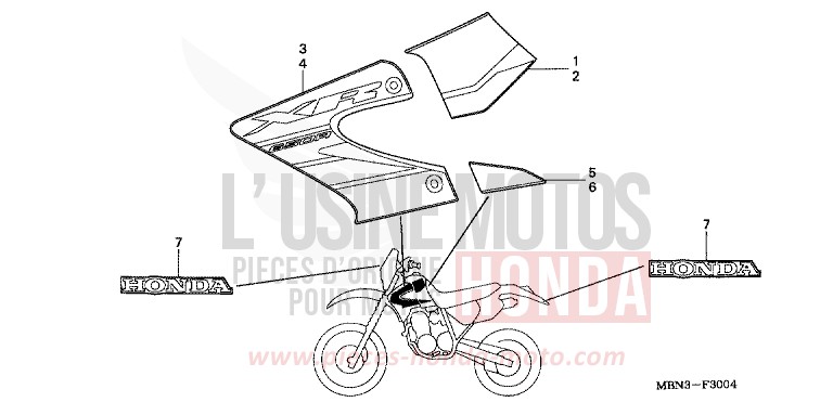 STRIPE (XR650R4) for XR650R FIGHTING RED (R134) from 2004