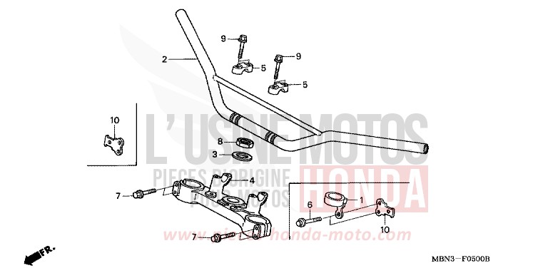 HANDLE PIPE/TOP BRIDGE for XR650R FIGHTING RED (R134) from 2005