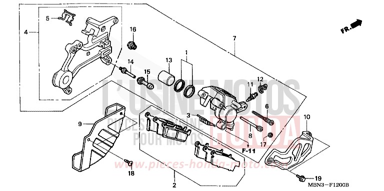 REAR BRAKE CALIPER for XR650R FIGHTING RED (R134) from 2005