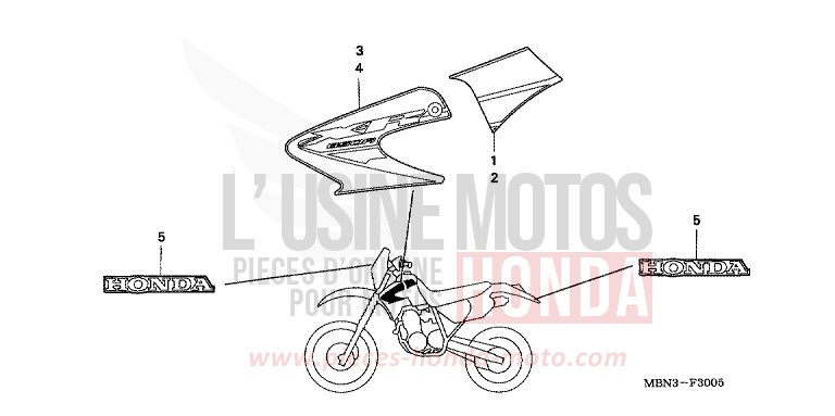 STRIPE (XR650R5) for XR650R FIGHTING RED (R134) from 2005